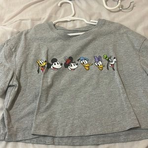 grey over side disney crop top tee
